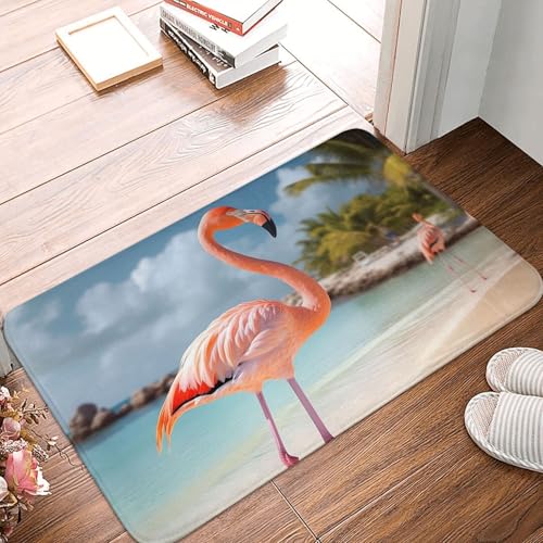 BSCKKDMN Strand-Flamingo-Haustürmatte, für drinnen und draußen, rutschfest, saugfähig, waschbar, Flanell-Badematte, rutschfeste Fußmatten für Küche, Veranda, Büro, 40,6 x 61 cm BSCKKDMN Strand-Flamingo-Haustürmatte, für drinnen und draußen, rutschfest, saugfähig, waschbar, Flanell-Badematte, rutschfeste Fußmatten für Küche, Veranda, Büro, 40,6 x 61 cm von BSCKKDMN