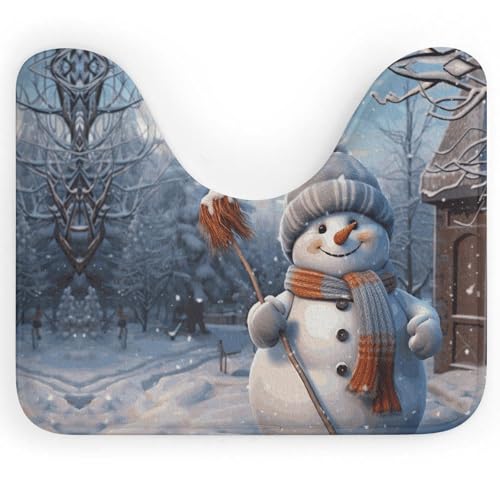 BSCKKDMN Toilettenvorleger, Motiv: Schneemann, U-förmig, ultraweich, super saugfähig, rutschfeste Mikrofaser, WC-Vorleger, Badezimmer-Bodenmatte BSCKKDMN Toilettenvorleger, Motiv: Schneemann, U-förmig, ultraweich, super saugfähig, rutschfeste Mikrofaser, WC-Vorleger, Badezimmer-Bodenmatte von BSCKKDMN