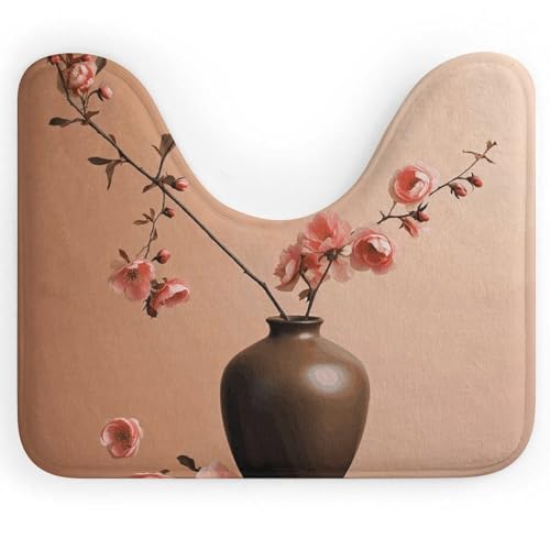 BSCKKDMN Toilettenvorleger mit Blumenvase, U-förmig, ultraweich, super saugfähig, rutschfest, Mikrofaser, WC-Vorleger, Badezimmer-Bodenmatte von BSCKKDMN