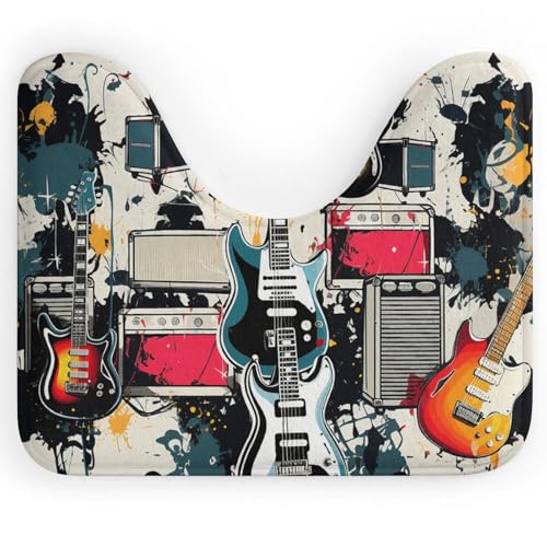 BSCKKDMN Toilettenvorleger mit Rockmusik-Muster, U-förmig, ultraweich, super saugfähig, Badezimmerteppich, rutschfeste Mikrofaser, WC-Vorleger, Badezimmer-Bodenmatte BSCKKDMN Toilettenvorleger mit Rockmusik-Muster, U-förmig, ultraweich, super saugfähig, Badezimmerteppich, rutschfeste Mikrofaser, WC-Vorleger, Badezimmer-Bodenmatte von BSCKKDMN