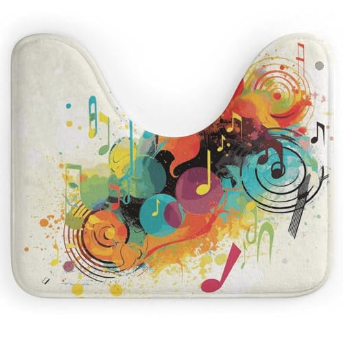 BSCKKDMN Toilettenvorleger mit abstraktem Musik-Motiv, U-förmig, ultraweich, super saugfähig, Badezimmerteppich, rutschfeste Mikrofaser, WC-Vorleger, Badezimmer-Bodenmatte BSCKKDMN Toilettenvorleger mit abstraktem Musik-Motiv, U-förmig, ultraweich, super saugfähig, Badezimmerteppich, rutschfeste Mikrofaser, WC-Vorleger, Badezimmer-Bodenmatte von BSCKKDMN