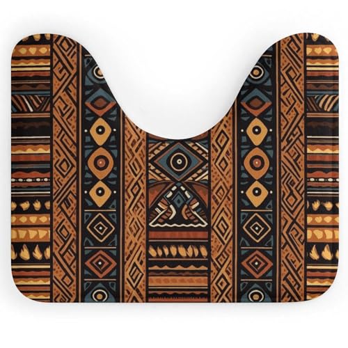 BSCKKDMN Toilettenvorleger mit traditionellem afrikanischem Design, U-förmig, ultraweich, super saugfähig, rutschfeste Mikrofaser, WC-Vorleger, Badezimmer-Bodenmatte von BSCKKDMN