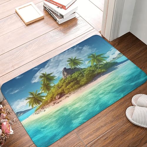 BSCKKDMN Tropical Island Fußmatte für drinnen und draußen, rutschfest, saugfähig, waschbar, Flanell-Badematte, rutschfeste Fußmatten für Küche, Schlafzimmer, Badezimmer, Veranda, Büro, 40,6 x 61 cm BSCKKDMN Tropical Island Fußmatte für drinnen und draußen, rutschfest, saugfähig, waschbar, Flanell-Badematte, rutschfeste Fußmatten für Küche, Schlafzimmer, Badezimmer, Veranda, Büro, 40,6 x 61 cm von BSCKKDMN