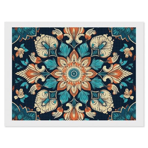 BSCKKDMN Vintage Mandala Blumen Diamant Malerei Kits für Erwachsene Diamant Kunst Kit für Anfänger 5D DIY Full Square Diamond Art Craft Kits für Erwachsene für Home Wall Decor von BSCKKDMN