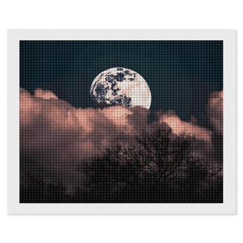 BSCKKDMN Vollmond-Diamant-Malerei-Kits für Erwachsene, Diamant-Kunst-Set für Anfänger, 5D-DIY-Vollquadrat-Diamant-Kunst-Bastelsets für Erwachsene für Heimdekoration von BSCKKDMN