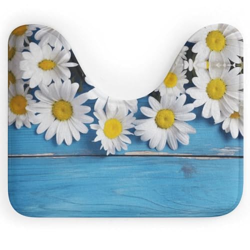BSCKKDMN WC-Teppich aus Holz, U-förmig, ultraweich, super saugfähig, rutschfest, Mikrofaser, WC-Vorleger, Badezimmerbodenmatte mit Gänseblümchen-Blumen, Blau BSCKKDMN WC-Teppich aus Holz, U-förmig, ultraweich, super saugfähig, rutschfest, Mikrofaser, WC-Vorleger, Badezimmerbodenmatte mit Gänseblümchen-Blumen, Blau von BSCKKDMN