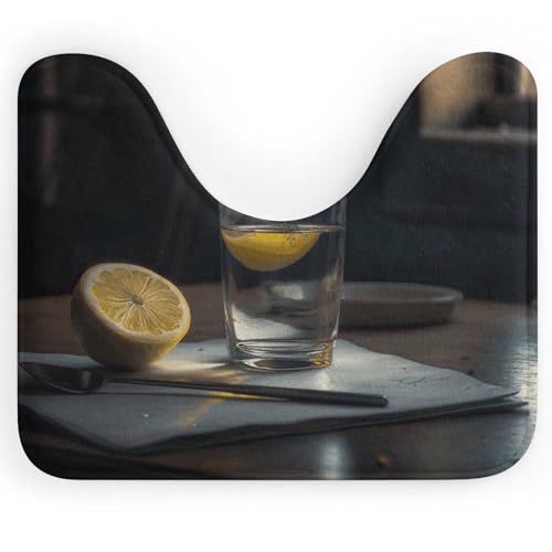 BSCKKDMN WC-Vorleger, Glas Wasser mit Zitrone, U-förmig, ultraweich, super saugfähig, rutschfeste Mikrofaser, WC-Vorleger, Badezimmer-Bodenmatte BSCKKDMN WC-Vorleger, Glas Wasser mit Zitrone, U-förmig, ultraweich, super saugfähig, rutschfeste Mikrofaser, WC-Vorleger, Badezimmer-Bodenmatte von BSCKKDMN