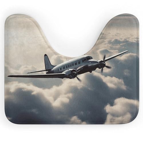 BSCKKDMN WC-Vorleger, Motiv: Flugzeug in den Wolken, U-förmig, ultraweich, super saugfähig, rutschfeste Mikrofaser, WC-Vorleger, Badezimmer-Bodenmatte BSCKKDMN WC-Vorleger, Motiv: Flugzeug in den Wolken, U-förmig, ultraweich, super saugfähig, rutschfeste Mikrofaser, WC-Vorleger, Badezimmer-Bodenmatte von BSCKKDMN