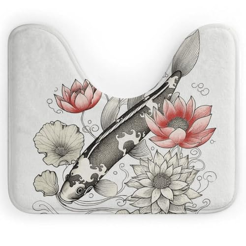 BSCKKDMN WC-Vorleger mit Fischen, japanische Karpfenblätter, Blumen, U-förmig, ultraweich, super saugfähig, Badezimmerteppich, rutschfeste Mikrofaser, WC-Vorleger, Badezimmer-Bodenmatte BSCKKDMN WC-Vorleger mit Fischen, japanische Karpfenblätter, Blumen, U-förmig, ultraweich, super saugfähig, Badezimmerteppich, rutschfeste Mikrofaser, WC-Vorleger, Badezimmer-Bodenmatte von BSCKKDMN