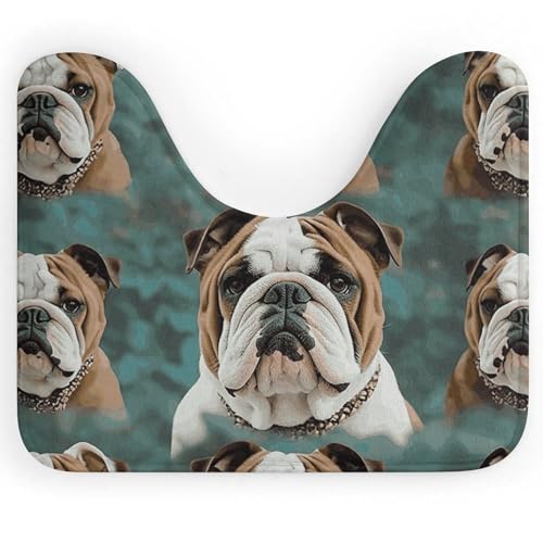 BSCKKDMN WC-Vorleger mit lustiger englischer Bulldogge, U-förmig, ultraweich, super saugfähig, rutschfeste Mikrofaser, WC-Vorleger, Badezimmer-Bodenmatte BSCKKDMN WC-Vorleger mit lustiger englischer Bulldogge, U-förmig, ultraweich, super saugfähig, rutschfeste Mikrofaser, WC-Vorleger, Badezimmer-Bodenmatte von BSCKKDMN