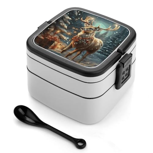 BSCKKDMN Weihnachten Rentier Bento Box Erwachsene Lunchbox All-in-One Stapelbare Bento Lunchbox mit Fächern Doppelschicht Lunchboxen Auslaufsicher Lunchbox Lunchbehälter für Arbeit Picknick Reisen BSCKKDMN Weihnachten Rentier Bento Box Erwachsene Lunchbox All-in-One Stapelbare Bento Lunchbox mit Fächern Doppelschicht Lunchboxen Auslaufsicher Lunchbox Lunchbehälter für Arbeit Picknick Reisen von BSCKKDMN
