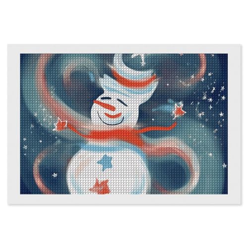 BSCKKDMN Windgeblasener Schneemann Diamant-Malerei-Kits für Erwachsene, Diamant-Kunst-Set für Anfänger, 5D-DIY-Vollquadrat-Diamant-Kunst-Bastelsets für Erwachsene für Heimdekoration von BSCKKDMN