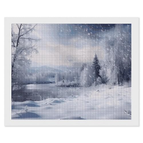 BSCKKDMN Winterlandschaft Diamant Malerei Kits für Erwachsene Diamant Kunst Kit für Anfänger 5D DIY Full Square Diamond Art Craft Kits für Erwachsene für Home Wall Decor von BSCKKDMN