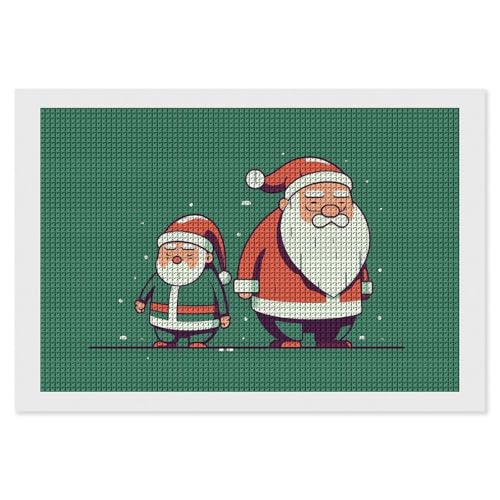 BSCKKDMN Zwei Weihnachtsmann-Cartoon-Diamant-Malerei-Kits für Erwachsene, Diamant-Kunst-Set für Anfänger, 5D-DIY-Vollquadrat-Diamant-Kunst-Bastelsets für Erwachsene für Heimdekoration BSCKKDMN Zwei Weihnachtsmann-Cartoon-Diamant-Malerei-Kits für Erwachsene, Diamant-Kunst-Set für Anfänger, 5D-DIY-Vollquadrat-Diamant-Kunst-Bastelsets für Erwachsene für Heimdekoration von BSCKKDMN
