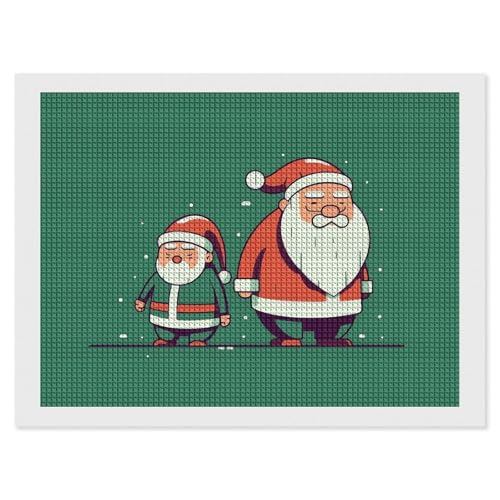 BSCKKDMN Zwei Weihnachtsmann-Cartoon-Diamant-Malerei-Kits für Erwachsene, Diamant-Kunst-Set für Anfänger, 5D-DIY-Vollquadrat-Diamant-Kunst-Bastelsets für Erwachsene für Heimdekoration BSCKKDMN Zwei Weihnachtsmann-Cartoon-Diamant-Malerei-Kits für Erwachsene, Diamant-Kunst-Set für Anfänger, 5D-DIY-Vollquadrat-Diamant-Kunst-Bastelsets für Erwachsene für Heimdekoration von BSCKKDMN
