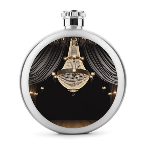 Ball Room Kronleuchter Flachmann Edelstahl auslaufsicher Likörflasche Tragbare runde Weinflasche für Camping Angeln Hochzeit Party 142 ml von BSCKKDMN