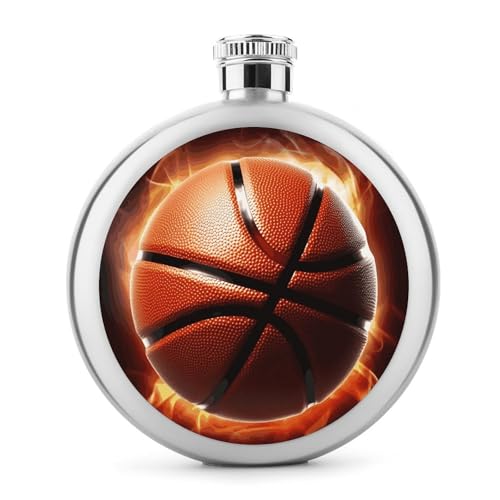 Basketball-Flachmann, Edelstahl, auslaufsicher, tragbar, rund, Weinflasche für Camping, Angeln, Hochzeit, Party, 142 ml von BSCKKDMN