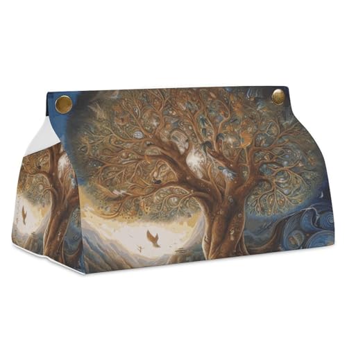 Baum des Lebens Taschentuchbox Abdeckung Leder Wasserdicht Taschentuchhalter Rechteckige Taschentuchspender Box für Badezimmer Wohnzimmer Küche Büro Baum des Lebens Taschentuchbox Abdeckung Leder Wasserdicht Taschentuchhalter Rechteckige Taschentuchspender Box für Badezimmer Wohnzimmer Küche Büro von BSCKKDMN