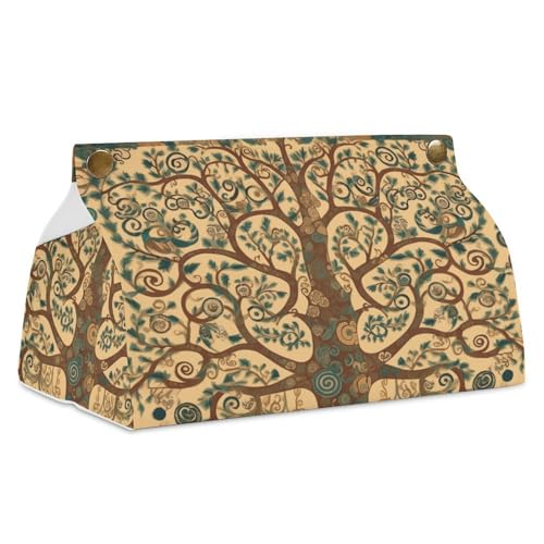 Baum des Lebens Taschentuchbox Abdeckung Leder Wasserdicht Taschentuchhalter Rechteckige Taschentuchspender Box für Badezimmer Wohnzimmer Küche Büro Baum des Lebens Taschentuchbox Abdeckung Leder Wasserdicht Taschentuchhalter Rechteckige Taschentuchspender Box für Badezimmer Wohnzimmer Küche Büro von BSCKKDMN