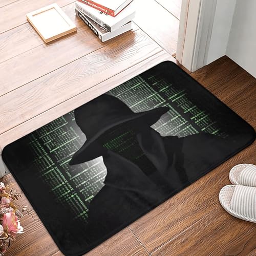 Black Hat Dark Side Hacker, Haustürmatte, für drinnen und draußen, rutschfest, saugfähig, waschbar, Flanell-Badematte, rutschfeste Bodenmatten für Küche, Veranda, Büro, 40,6 x 61 cm Black Hat Dark Side Hacker, Haustürmatte, für drinnen und draußen, rutschfest, saugfähig, waschbar, Flanell-Badematte, rutschfeste Bodenmatten für Küche, Veranda, Büro, 40,6 x 61 cm von BSCKKDMN