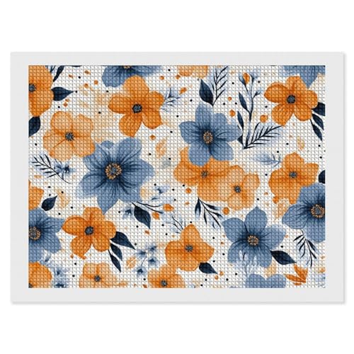 Blaue und orangefarbene Blumen auf weißem Hintergrund, Diamant-Malerei-Set für Erwachsene, Diamant-Kunst-Set für Anfänger, 5D-Diamant-Kunst-Bastelsets für Erwachsene, Wanddekoration Blaue und orangefarbene Blumen auf weißem Hintergrund, Diamant-Malerei-Set für Erwachsene, Diamant-Kunst-Set für Anfänger, 5D-Diamant-Kunst-Bastelsets für Erwachsene, Wanddekoration von BSCKKDMN
