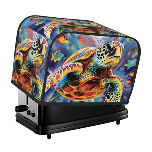 Bunte Meeresschildkröten-Toaster-Abdeckungen, 2 Scheiben, Brotmaschinen-Abdeckungen, gesteppter Toaster, staubdichte Abdeckung, kleine waschbare Geräteabdeckungen, Brotbackmaschine, Schutz für Küche von BSCKKDMN