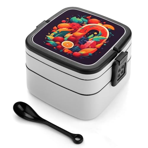 Bunte Obst- und Gemüse-Bento-Box für Erwachsene, All-in-One, stapelbar, Bento-Lunchbox mit Fächern, doppellagige Lunchboxen, auslaufsicher, Lunch-Behälter für Arbeit, Picknick, Reisen Bunte Obst- und Gemüse-Bento-Box für Erwachsene, All-in-One, stapelbar, Bento-Lunchbox mit Fächern, doppellagige Lunchboxen, auslaufsicher, Lunch-Behälter für Arbeit, Picknick, Reisen von BSCKKDMN