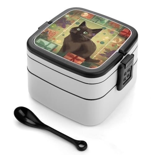 Cartoon Katze und Weihnachten Bento Box Erwachsene Lunchbox All-in-One Stapelbare Bento Lunchbox mit Fächern Doppelschicht Lunchboxen Auslaufsicher Lunchbox Lunchbehälter für Arbeit Picknick Reisen Cartoon Katze und Weihnachten Bento Box Erwachsene Lunchbox All-in-One Stapelbare Bento Lunchbox mit Fächern Doppelschicht Lunchboxen Auslaufsicher Lunchbox Lunchbehälter für Arbeit Picknick Reisen von BSCKKDMN