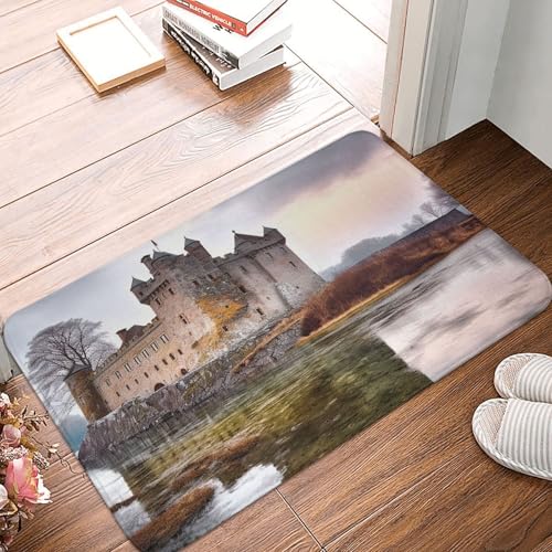 Castle Near Lake Stones Haustürmatte für drinnen und draußen, rutschfest, saugfähig, waschbar, Flanell-Badematte, rutschfeste Fußmatten für Küche, Schlafzimmer, Badezimmer, Veranda, Büro, 40,6 x 61 cm Castle Near Lake Stones Haustürmatte für drinnen und draußen, rutschfest, saugfähig, waschbar, Flanell-Badematte, rutschfeste Fußmatten für Küche, Schlafzimmer, Badezimmer, Veranda, Büro, 40,6 x 61 cm von BSCKKDMN