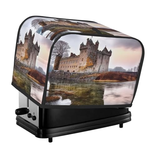 Castle Near Lake Stones Toaster-Abdeckungen, 2 Scheiben, Brotmaschinen-Abdeckungen, gesteppter Toaster, staubdichte Abdeckung, kleine waschbare Geräteabdeckungen, Brotbackmaschinen-Schutz, für Küche von BSCKKDMN