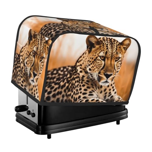 Cheetah Waiting For An Opportunity Toaster-Abdeckungen, 2 Scheiben, Brotmaschinen-Abdeckungen, gesteppter Toaster, staubdichte Abdeckung, kleine waschbare Geräteabdeckungen, Brotbackmaschine, Schutz von BSCKKDMN