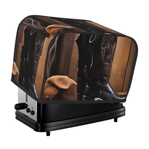 Cowboyhut, Westernstiefel, Toaster-Abdeckungen, 2 Scheiben, gesteppter Toaster, staubdichte Abdeckung, kleine waschbare Geräteabdeckungen, Brotbackmaschine, Schutz für Küche, kleine Geräte von BSCKKDMN