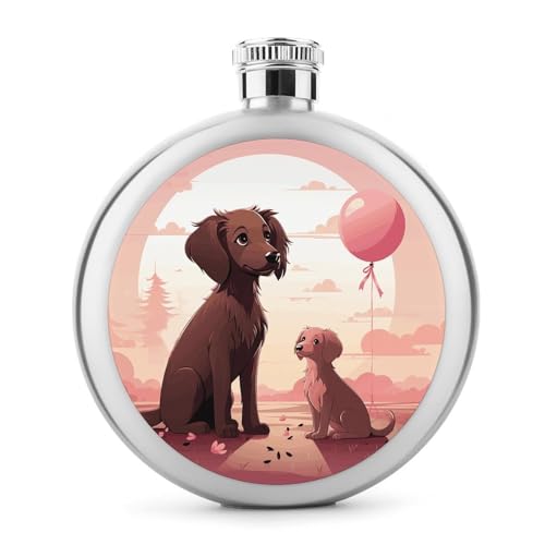 Dogs and Balloon Hip Flask Stainless Steel Leak-Proof Liquor Flask Portable Circular Wine Flask for Camping Fishing Wedding Party 142.7 g von BSCKKDMN