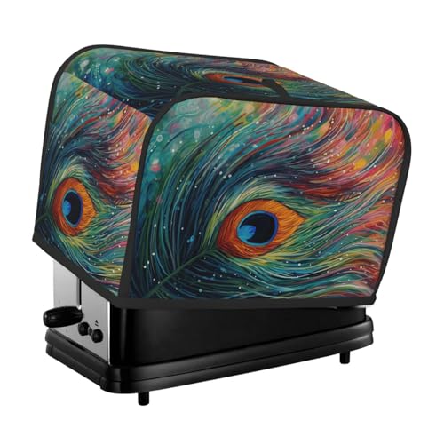 Farbige Pfau-Toaster-Abdeckungen, 2 Scheiben, Brotmaschinen-Abdeckungen, gesteppter Toaster, staubdichte Abdeckung, kleine waschbare Geräteabdeckungen, Brotbackmaschinen-Schutz für Küche, kleine von BSCKKDMN