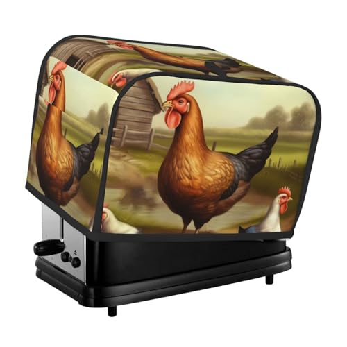Farm-Geflügel-Toaster-Abdeckungen, 2 Scheiben, Brotmaschinen-Abdeckungen, gesteppter Toaster, staubdichte Abdeckung, kleine waschbare Geräteabdeckungen, Brotbackmaschine, Schutz für Küche, kleine von BSCKKDMN