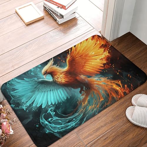 Fire and Water Phoenix Fußmatte für drinnen und draußen, rutschfest, saugfähig, waschbar, Flanell-Badematte, rutschfeste Fußmatten für Küche, Schlafzimmer, Badezimmer, Veranda, Büro, 40,6 x 61 cm Fire and Water Phoenix Fußmatte für drinnen und draußen, rutschfest, saugfähig, waschbar, Flanell-Badematte, rutschfeste Fußmatten für Küche, Schlafzimmer, Badezimmer, Veranda, Büro, 40,6 x 61 cm von BSCKKDMN