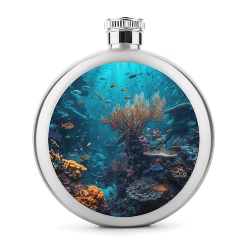 Fish Hip Flask Stainless Steel Leak-Proof Liquor Flask Portable Circular Wine Flask for Camping Fishing Wedding Party 142.7 g von BSCKKDMN
