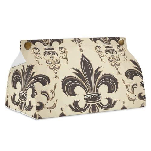 Fleur-de-Lis and Coat Arms Knight Taschentuchbox Abdeckung Leder Wasserdicht Taschentuchhalter Rechteckige Taschentuchspender Box für Badezimmer Wohnzimmer Küche Büro von BSCKKDMN