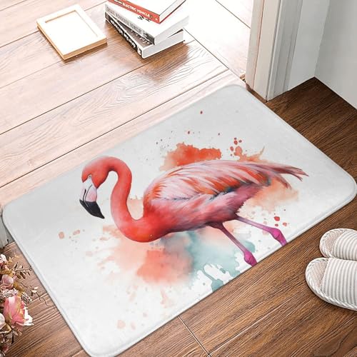 Fußmatte mit Flamingo-Motiv, für drinnen und draußen, rutschfest, saugfähig, waschbar, Flanell-Badematte, rutschfeste Fußmatten für Küche, Schlafzimmer, Badezimmer, Veranda, Büro, 40,6 x 61 cm Fußmatte mit Flamingo-Motiv, für drinnen und draußen, rutschfest, saugfähig, waschbar, Flanell-Badematte, rutschfeste Fußmatten für Küche, Schlafzimmer, Badezimmer, Veranda, Büro, 40,6 x 61 cm von BSCKKDMN