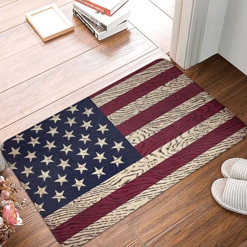 Fußmatte mit amerikanischem Flaggenmuster, für drinnen und draußen, rutschfest, saugfähig, waschbar, Flanell-Badematte, rutschfeste Fußmatten für Küche, Schlafzimmer, Badezimmer, Veranda, Büro, 40,6 x Fußmatte mit amerikanischem Flaggenmuster, für drinnen und draußen, rutschfest, saugfähig, waschbar, Flanell-Badematte, rutschfeste Fußmatten für Küche, Schlafzimmer, Badezimmer, Veranda, Büro, 40,6 x von BSCKKDMN