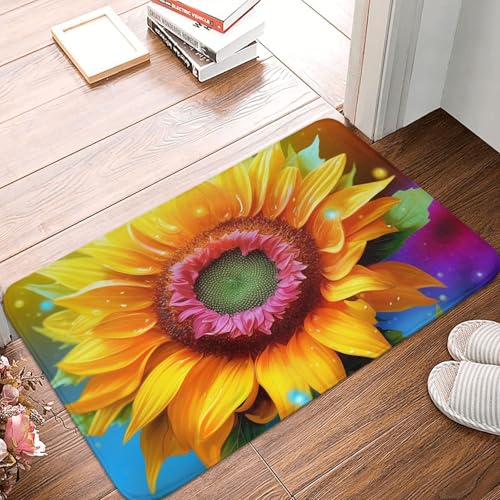 Fußmatte mit bunten Sonnenblumen, für drinnen und draußen, rutschfest, saugfähig, waschbar, Flanell-Badematte, rutschfeste Fußmatten für Küche, Schlafzimmer, Badezimmer, Veranda, Büro, 40,6 x 61 cm Fußmatte mit bunten Sonnenblumen, für drinnen und draußen, rutschfest, saugfähig, waschbar, Flanell-Badematte, rutschfeste Fußmatten für Küche, Schlafzimmer, Badezimmer, Veranda, Büro, 40,6 x 61 cm von BSCKKDMN