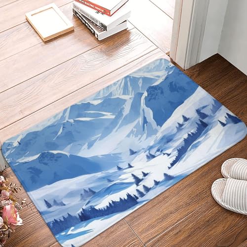Fußmatte mit schöner Landschaft, verschneite Berge, für drinnen und draußen, rutschfest, saugfähig, waschbar, Flanell-Badematte, rutschfeste Fußmatten für Küche, Veranda, Büro, 40,6 x 61 cm Fußmatte mit schöner Landschaft, verschneite Berge, für drinnen und draußen, rutschfest, saugfähig, waschbar, Flanell-Badematte, rutschfeste Fußmatten für Küche, Veranda, Büro, 40,6 x 61 cm von BSCKKDMN