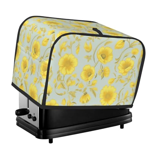 Gelbe Blumen-Toaster-Abdeckungen, 2 Scheiben, Brotmaschinen-Abdeckungen, gesteppter Toaster, staubdichte Abdeckung, kleine waschbare Geräteabdeckungen, Brotbackmaschinen-Schutz für Küche, kleine von BSCKKDMN
