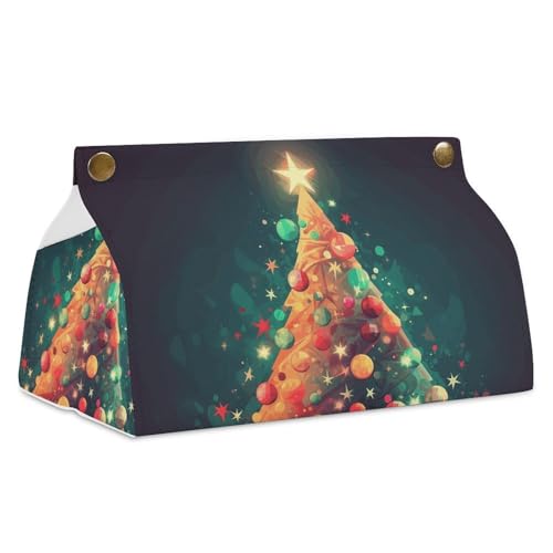 Glänzende Taschentuchbox mit Weihnachtsbaum, Leder, wasserdicht, rechteckig, für Badezimmer, Wohnzimmer, Küche, Büro Glänzende Taschentuchbox mit Weihnachtsbaum, Leder, wasserdicht, rechteckig, für Badezimmer, Wohnzimmer, Küche, Büro von BSCKKDMN