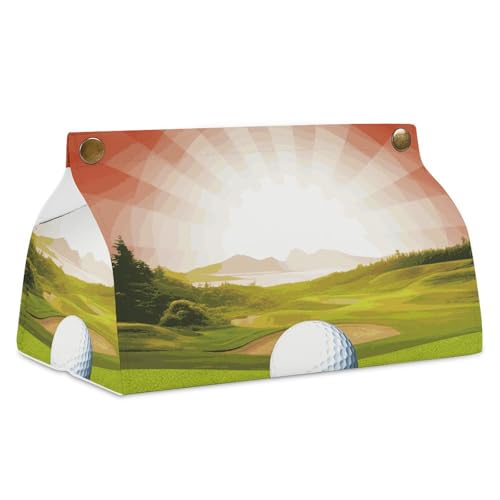 Golf Sport Taschentuchbox Abdeckung Leder Wasserdicht Taschentuchhalter Rechteckige Taschentuchspender Box für Badezimmer Wohnzimmer Küche Büro von BSCKKDMN