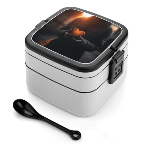 Hands Holding Heart Shape Bento Box Adult Lunch Box All-in-One Stackable Bento Lunch Box with Compartments Double Layer Lunch Boxes Leak-Proof Lunch Containers for Work Picnics Travel von BSCKKDMN