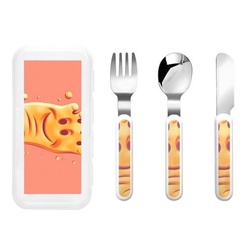 Happy Foot Edelstahl-Besteck-Set, spülmaschinenfest, wiederverwendbar, kindersicheres Messer, Löffel, Gabel, Set mit Aufbewahrungskoffer für Mittagessen, Reisen im Freien Happy Foot Edelstahl-Besteck-Set, spülmaschinenfest, wiederverwendbar, kindersicheres Messer, Löffel, Gabel, Set mit Aufbewahrungskoffer für Mittagessen, Reisen im Freien von BSCKKDMN