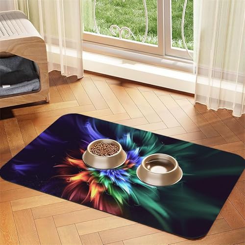 Hundefuttermatte mit abstrakter Blume, saugfähige Futtermatte für Futter- und Wassernäpfe, rutschfeste Platzierungsunterlage für Böden, wasserdicht, schnell trocknend, Wasserspendermatte für Hunde von BSCKKDMN