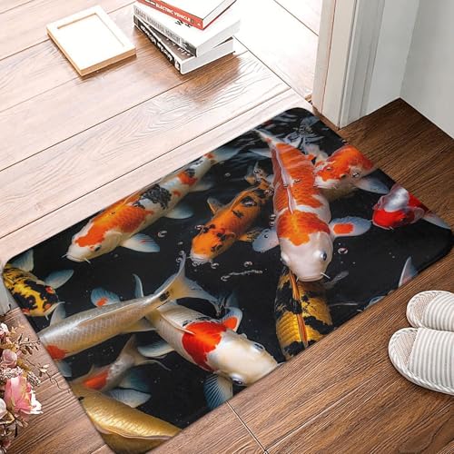 Japan Fancy Koi-Karpfenfische, Haustürmatte, für drinnen und draußen, rutschfest, saugfähig, waschbar, Flanell-Badematte, rutschfeste Fußmatten für Küche, Schlafzimmer, Badezimmer, Veranda, Büro, 40,6 Japan Fancy Koi-Karpfenfische, Haustürmatte, für drinnen und draußen, rutschfest, saugfähig, waschbar, Flanell-Badematte, rutschfeste Fußmatten für Küche, Schlafzimmer, Badezimmer, Veranda, Büro, 40,6 von BSCKKDMN