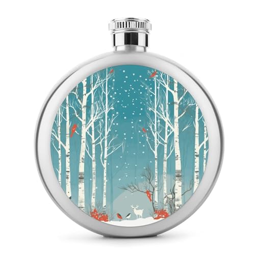 Merry Christmas Flachmann aus Edelstahl, auslaufsicher, tragbar, rund, Weinflasche für Camping, Angeln, Hochzeit, Party, 142 ml von BSCKKDMN